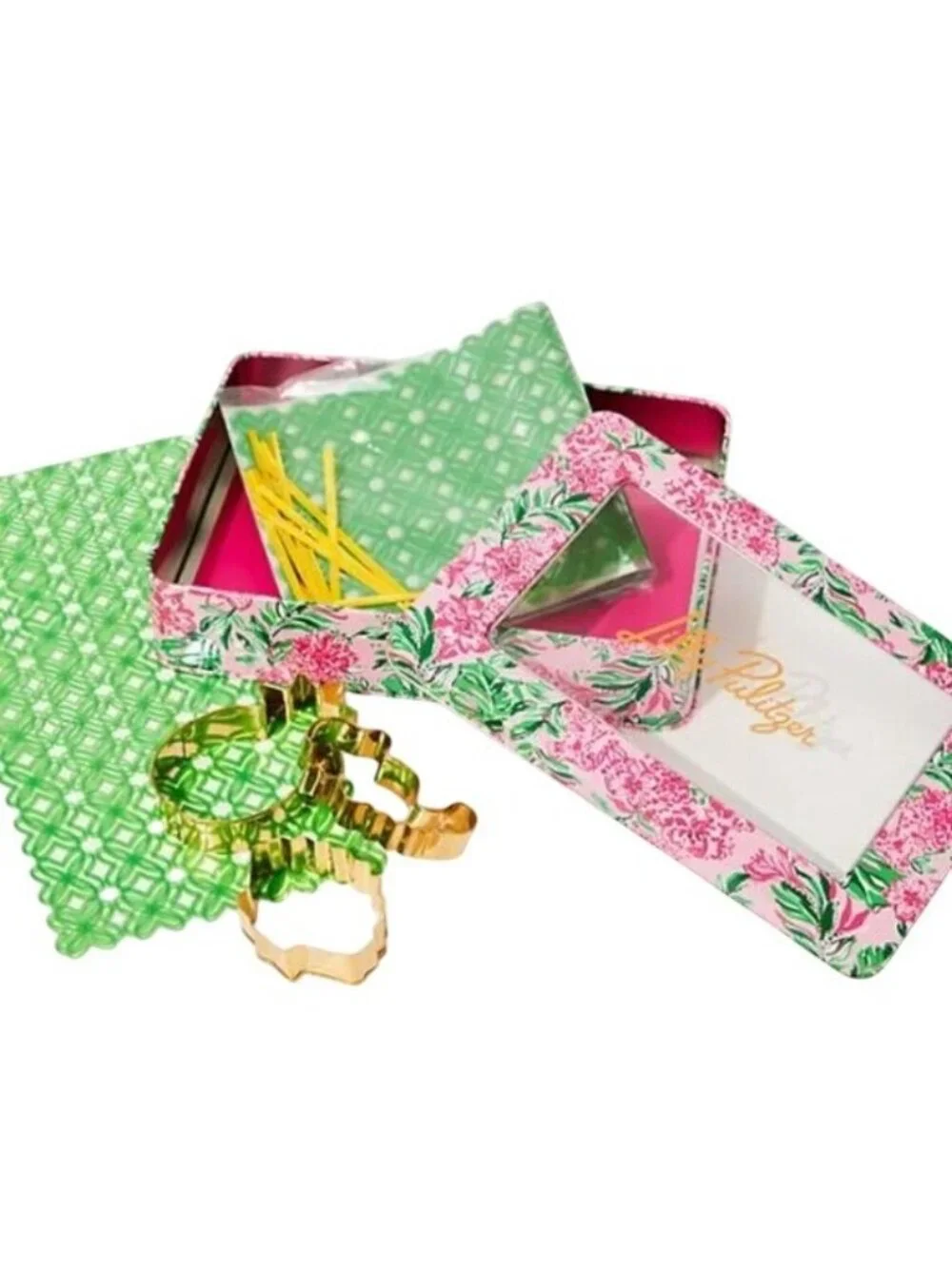 Lilly Pulitzer Cookie Cutters Set of 3 & Exchange Kit in Metal Tin Hostess Gift